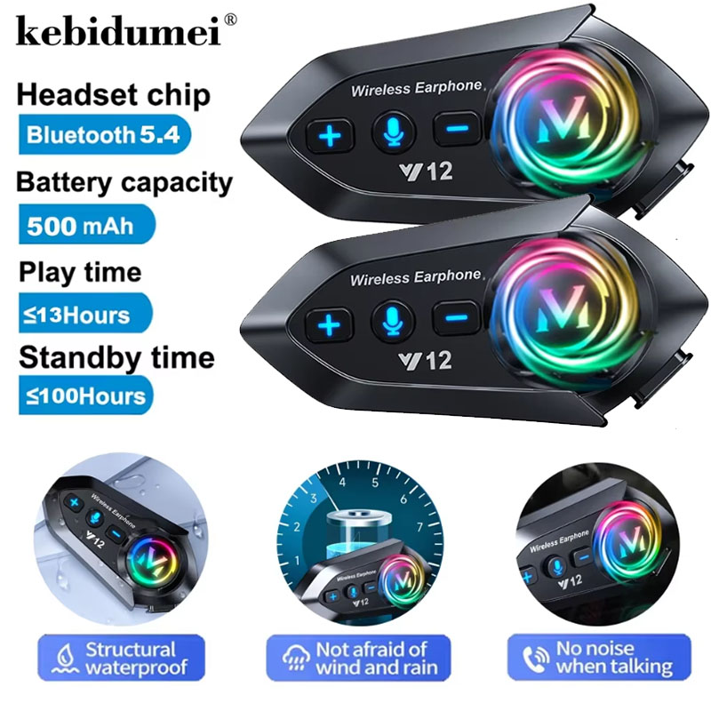 Audio Music Mp3 - Y12 Dual Mic Motorcycle Helmet Headset
